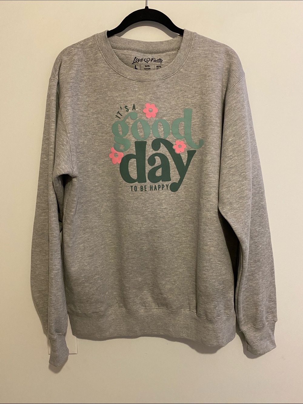 Love & Faith Gray 'Good Day' Graphic Crewneck Sweatshirt